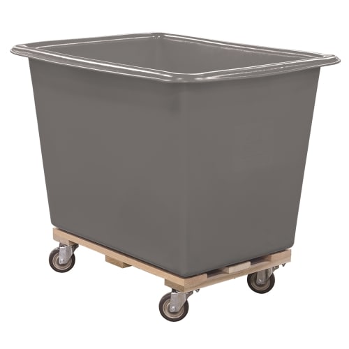 Royal Basket 12 Bushel Poly Trucks Wood Base, Caster Pattern A, Gray